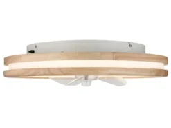 LED Deckenleuchte GATIAN mit Ventilator und Fernbedienung aus Holz, Ø 50cm
