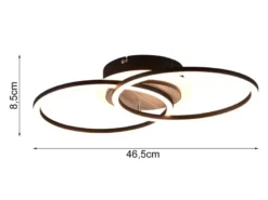 LED Deckenleuchte GIRO mit Fernbedienung, 2 Ringe Schwarz, Breite 46cm