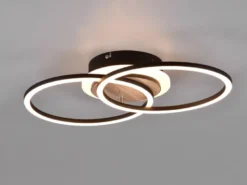 LED Deckenleuchte GIRO mit Fernbedienung, 2 Ringe Schwarz, Breite 46cm