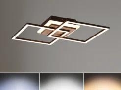 LED Deckenleuchte GIRO mit Fernbedienung, 2 Quadrate Schwarz, Breite 57,5cm