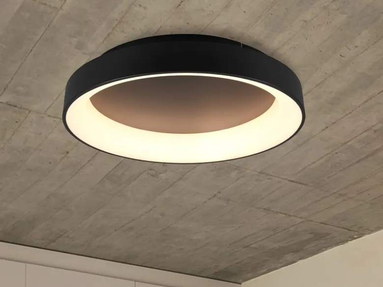 LED Deckenleuchte GIRONA dimmbar mit Fernbedienung & Tageslicht, Schwarz Ø 60cm