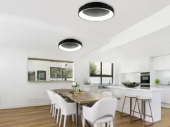 LED Deckenleuchte GIRONA dimmbar mit Fernbedienung & Tageslicht, Schwarz Ø 60cm