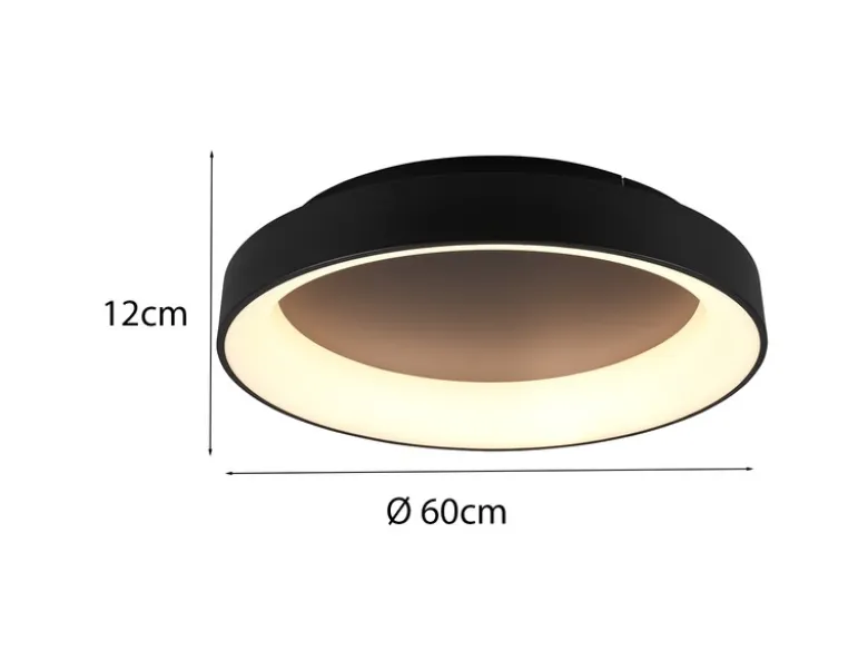 LED Deckenleuchte GIRONA dimmbar mit Fernbedienung & Tageslicht, Schwarz Ø 60cm