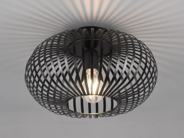 LED Deckenleuchte Gitter Lampenschirm Metall in Schwarz, Ø 30cm