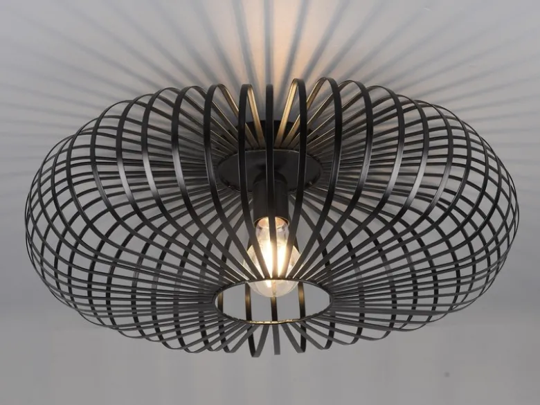 LED Deckenleuchte Gitter Lampenschirm Metall in Schwarz, Ø 50cm