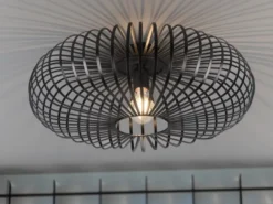 LED Deckenleuchte Gitter Lampenschirm Metall in Schwarz, Ø 50cm