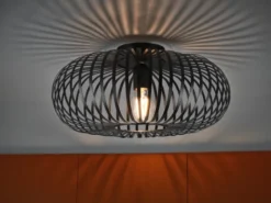 LED Deckenleuchte Gitter Lampenschirm Metall in Schwarz, Ø 40cm