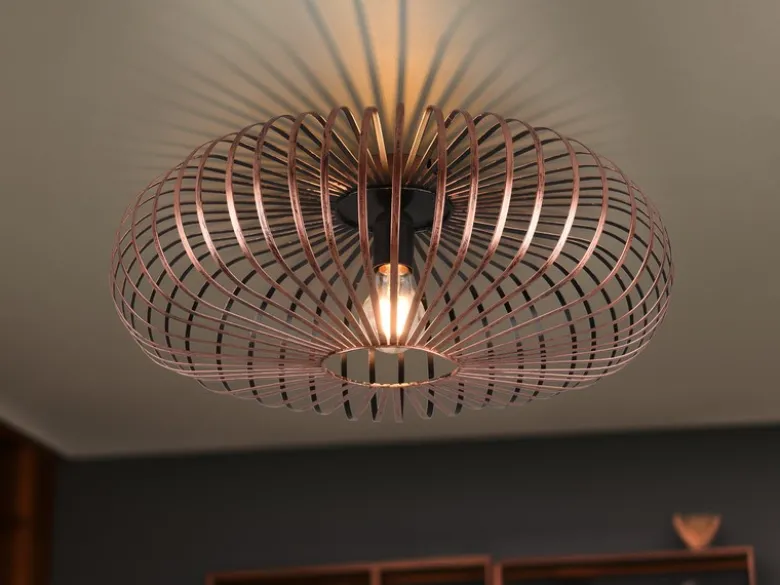 LED Deckenleuchte Gitter Lampenschirm Metall in Kupfer antik Ø 40cm