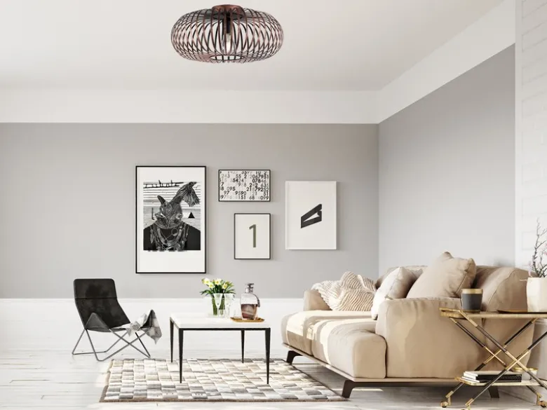 LED Deckenleuchte Gitter Lampenschirm Metall in Kupfer antik Ø 40cm