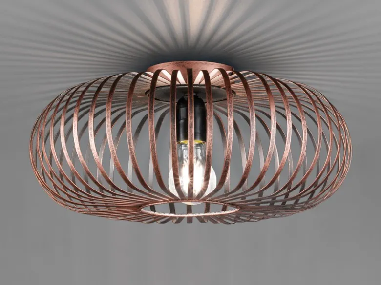 LED Deckenleuchte Gitter Lampenschirm Metall in Kupfer antik Ø 40cm