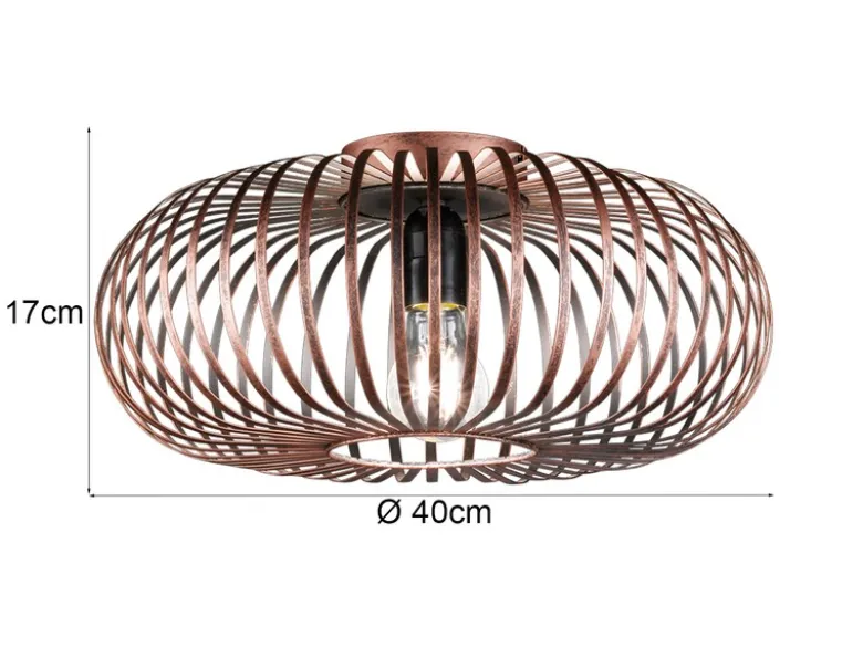 LED Deckenleuchte Gitter Lampenschirm Metall in Kupfer antik Ø 40cm