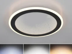 LED Deckenleuchte GLACE ultraflach mit Fernbedienung, dimmbar, Schwarz, Ø 38cm