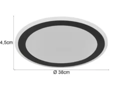 LED Deckenleuchte GLACE ultraflach mit Fernbedienung, dimmbar, Schwarz, Ø 38cm