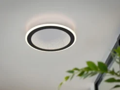 LED Deckenleuchte GLACE ultraflach mit Fernbedienung, dimmbar, Schwarz, Ø 38cm