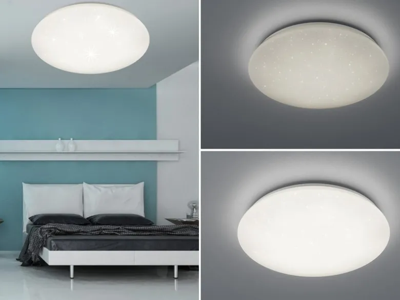 LED Deckenleuchte HIKARI Weiß Sternenhimmel Stufendimmer, Ø 74cm
