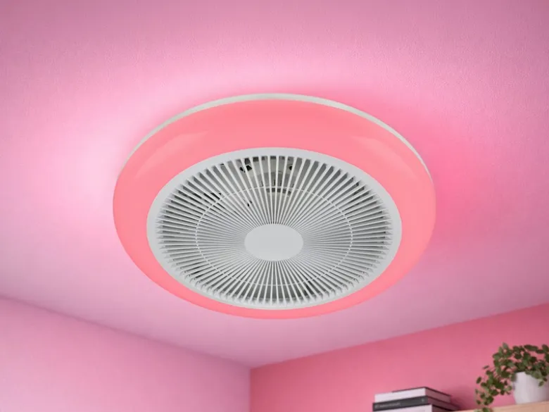 LED Deckenleuchte HOLMSUND mit Fernbedienung dimmbar RGBW und Ventilator Ø 46cm
