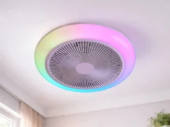 LED Deckenleuchte HOLMSUND mit Fernbedienung dimmbar RGBW und Ventilator Ø 46cm