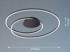 LED Deckenleuchte HOLY Schwarz, dimmbar & Tageslicht, Ø 49cm