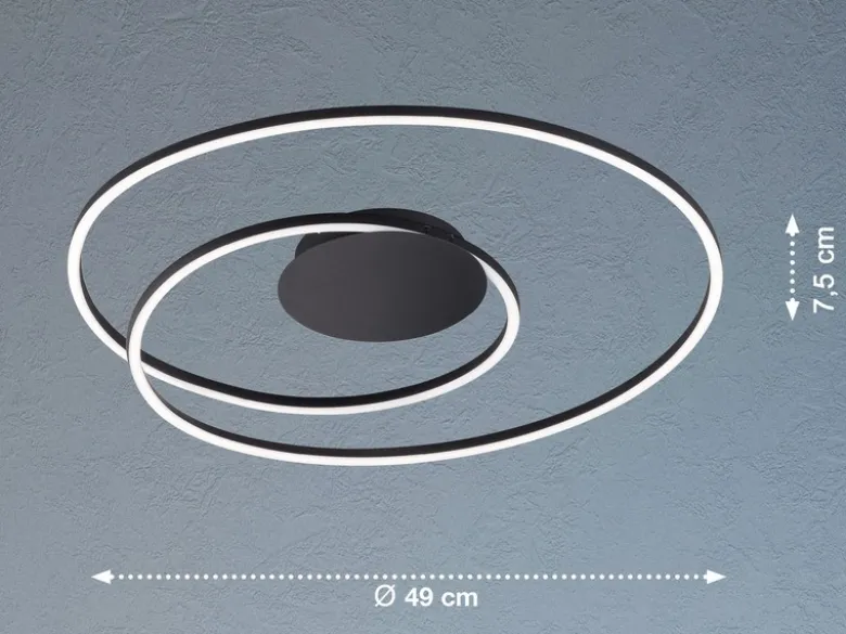 LED Deckenleuchte HOLY Schwarz, dimmbar & Tageslicht, Ø 49cm