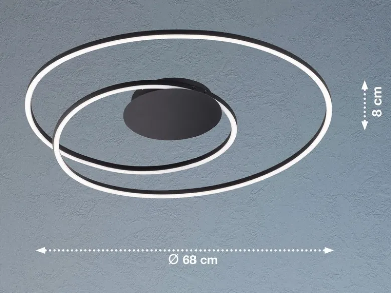 LED Deckenleuchte HOLY Schwarz, dimmbar & Tageslicht, Ø 68cm
