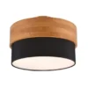 LED Deckenleuchte Holzlampe mit Stoffschirm Schwarz, Ø 30cm