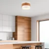 LED Deckenleuchte Holzlampe mit Stoffschirm Weiß, Ø 30cm
