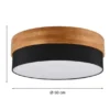 LED Deckenleuchte Holzlampe mit Stoffschirm Schwarz, Ø 50cm