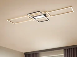 LED Deckenleuchte IRVINE Schwarz Gold mit Fernbedienung, extra hell Breite 105cm