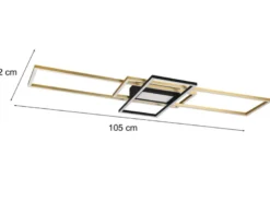 LED Deckenleuchte IRVINE Schwarz Gold mit Fernbedienung, extra hell Breite 105cm