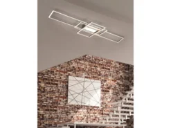 LED Deckenleuchte IRVINE Silber mit Fernbedienung hell & dimmbar, Breite 105cm