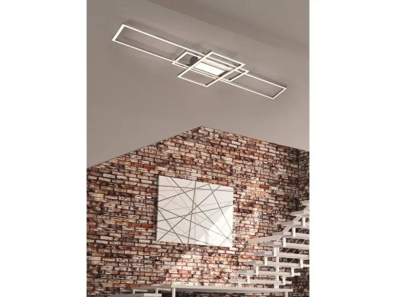 LED Deckenleuchte IRVINE Silber mit Fernbedienung hell & dimmbar, Breite 105cm