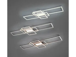LED Deckenleuchte IRVINE Silber mit Fernbedienung hell & dimmbar, Breite 105cm