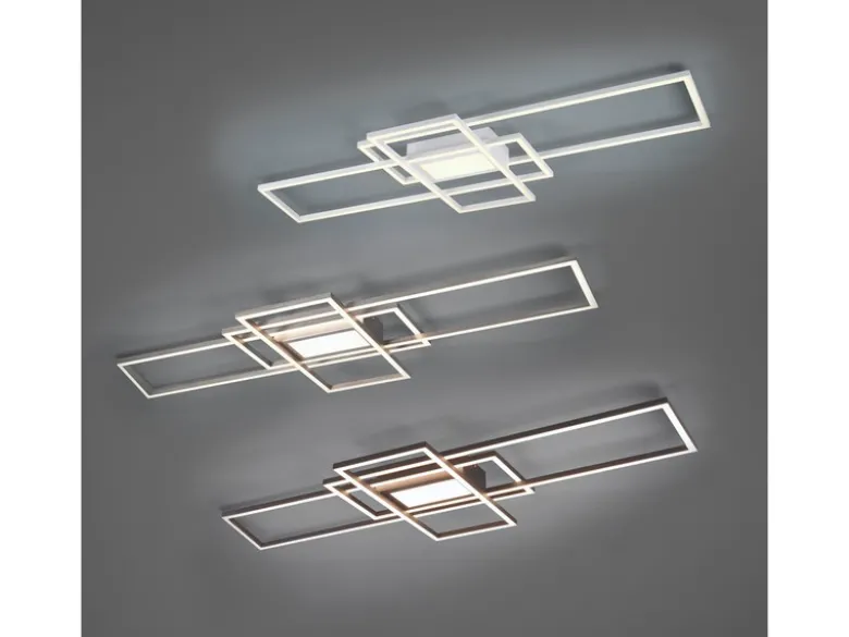LED Deckenleuchte IRVINE Silber mit Fernbedienung hell & dimmbar, Breite 105cm