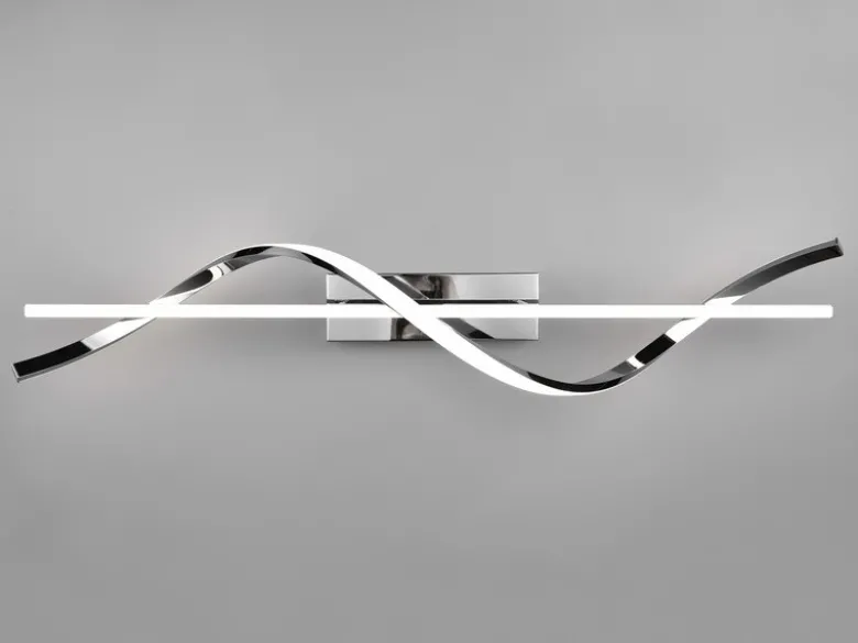 LED Deckenleuchte ISABEL geschwungene Form in Chrom dimmbar, Breite 100cm