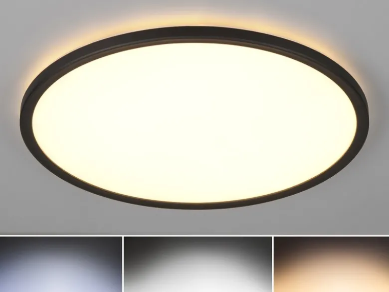 LED Deckenleuchte JOKO ultraflach mit Fernbedienung, dimmbar, Schwarz, Ø 42cm