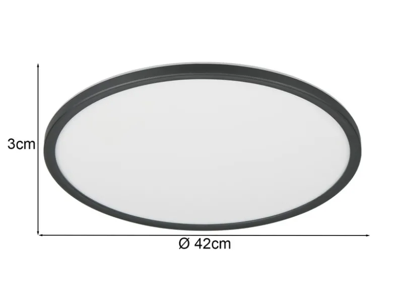 LED Deckenleuchte JOKO ultraflach mit Fernbedienung, dimmbar, Schwarz, Ø 42cm