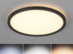 LED Deckenleuchte JOKO ultraflach mit Fernbedienung, dimmbar, Schwarz, Ø 29cm