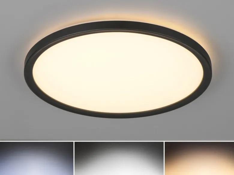 LED Deckenleuchte JOKO ultraflach mit Fernbedienung, dimmbar, Schwarz, Ø 29cm