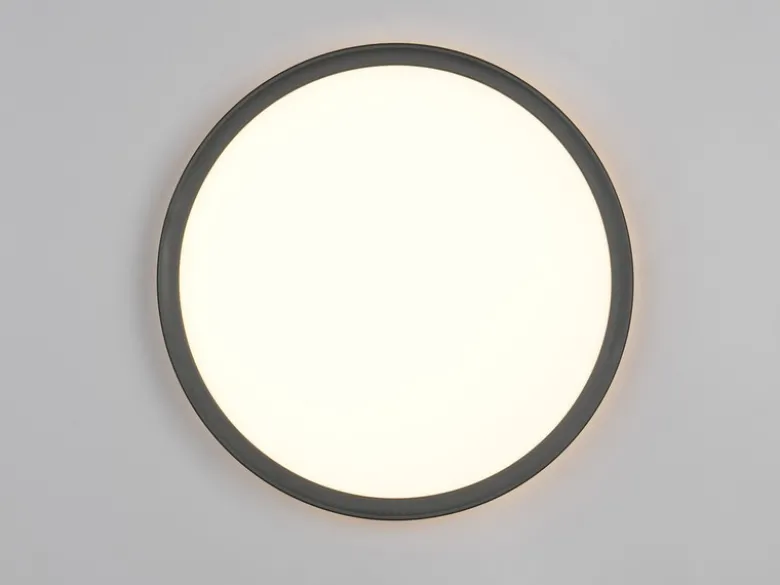 LED Deckenleuchte JOKO ultraflach mit Fernbedienung, dimmbar, Schwarz, Ø 29cm