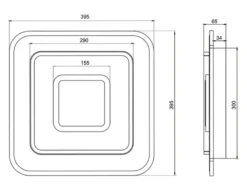 LED Deckenleuchte JORA flach & hell mit Fernbedienung dimmbar, Quadrat 39cm