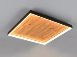 LED Deckenleuchte KALEA aus Naturholz flach & dimmbar, Quadrat 45cm