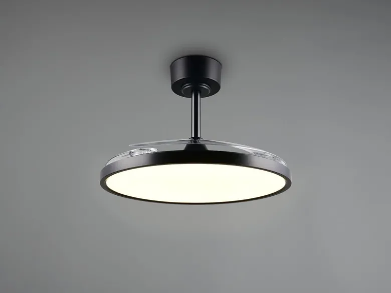 LED Deckenleuchte KASFJORD Schwarz mit ausklappbarem Ventilator, Ø 49 - 106,5cm