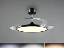 LED Deckenleuchte KASFJORD Schwarz mit ausklappbarem Ventilator, Ø 49 - 106,5cm