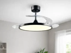 LED Deckenleuchte KASFJORD Schwarz mit ausklappbarem Ventilator, Ø 49 - 106,5cm