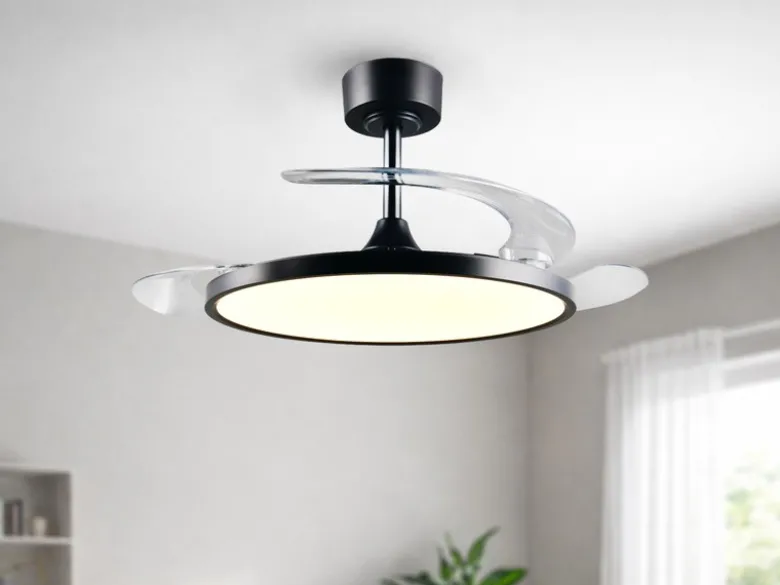 LED Deckenleuchte KASFJORD Schwarz mit ausklappbarem Ventilator, Ø 49 - 106,5cm