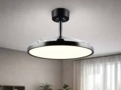 LED Deckenleuchte KASFJORD Schwarz mit ausklappbarem Ventilator, Ø 49 - 106,5cm
