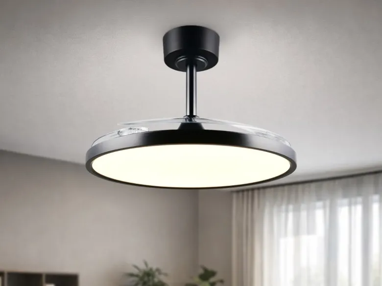 LED Deckenleuchte KASFJORD Schwarz mit ausklappbarem Ventilator, Ø 49 - 106,5cm