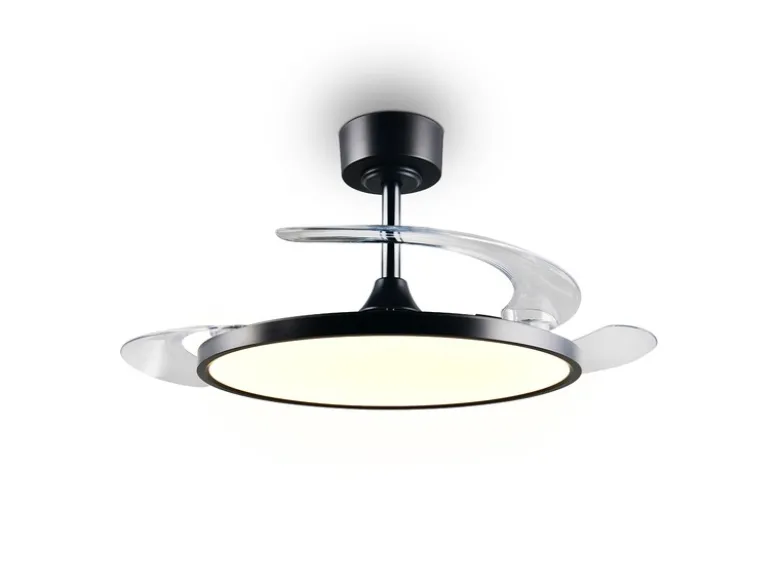 LED Deckenleuchte KASFJORD Schwarz mit ausklappbarem Ventilator, Ø 49 - 106,5cm