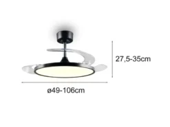LED Deckenleuchte KASFJORD Schwarz mit ausklappbarem Ventilator, Ø 49 - 106,5cm