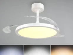 LED Deckenleuchte KASFJORD Weiß mit ausklappbarem Ventilator, Ø 49 - 106,5cm